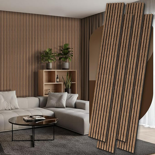 4 Pack Wood Panels for Wall, 106.3" × 11" Wood Slat Acoustic Panels for Wall