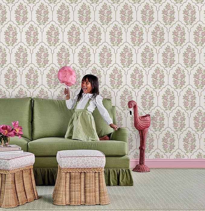 NuWallpaper x Society Social Floral Bazaar Rose Water Peel and Stick Wallpaper