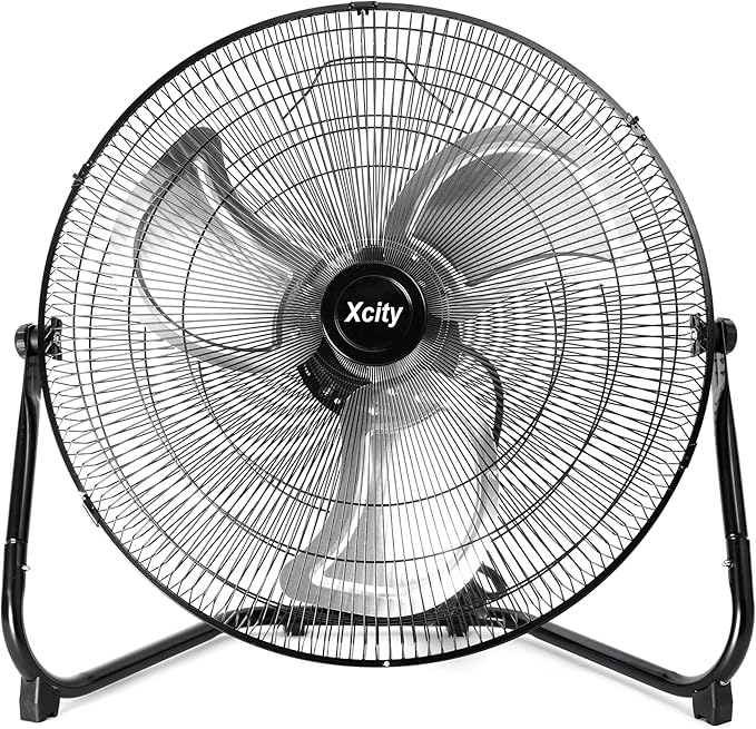 20 Inch Floor Fan, Max 4650 CFM Industrial Fan, 3-speed and 360Â°Adjustable Tilt, Metal Construction and Aluminum Blades, Ideal for Warehouse, Workshop, Factory, Garage