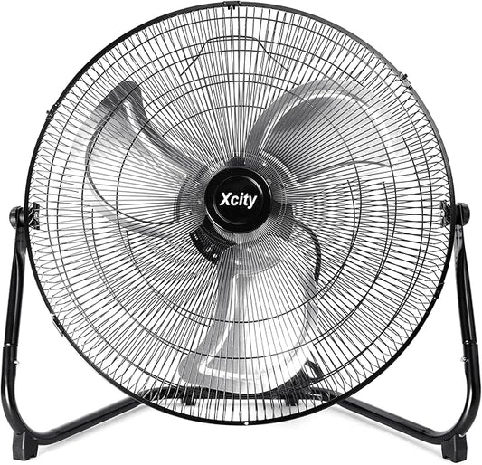 20 Inch Floor Fan, Max 4650 CFM Industrial Fan, 3-speed and 360Â°Adjustable Tilt, Metal Construction and Aluminum Blades, Ideal for Warehouse, Workshop, Factory, Garage
