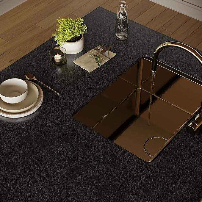 Abyssaly Black Textured Peel and Stick Wallpaper