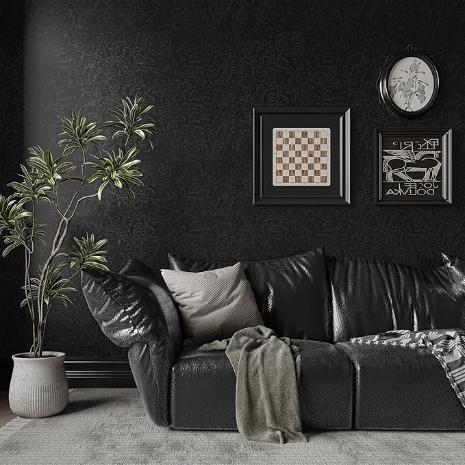 Abyssaly Black Textured Peel and Stick Wallpaper