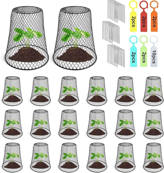 20 Pcs 6.8"Ã7.4" (Multiple Sizes/Quantities Available) Seedling Plant Protectors from Animals, Chicken Wire Plant Cage Garden Cloche to Protect Plants Vegetables from Rabbits Squirrels Chicken ï»¿