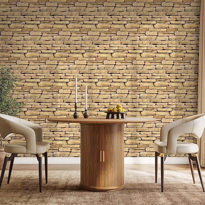 COMSTICKC Peel and Stick Faux Stone Wall Sticker Wall Panels, Not Real Stone