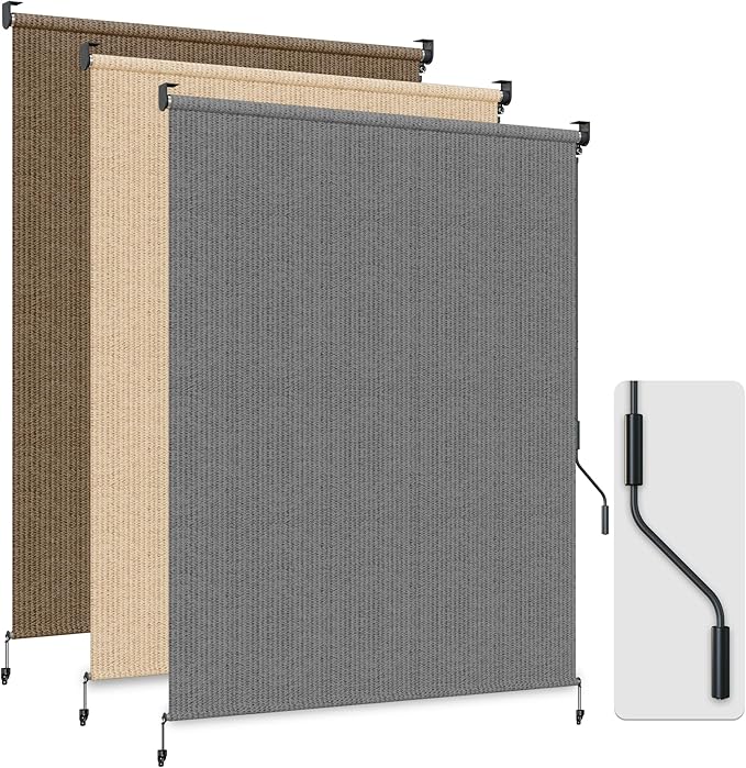 HOMEDEMO Outdoor Roller Shades for Patio, Sun Roller Shade Cloth Roll Blinds