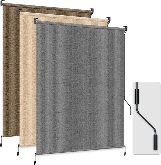 HOMEDEMO Outdoor Roller Shades for Patio, Sun Roller Shade Cloth Roll Blinds