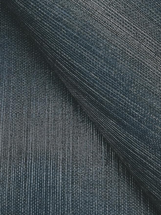 York Wallcoverings Natural Sisal Navy Peel and Stick Grasscloth Wallpaper
