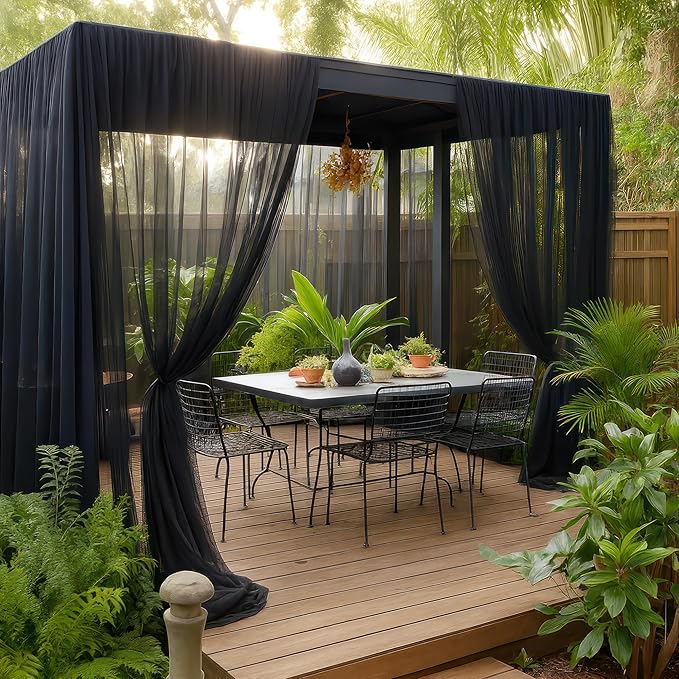 Netting Cover, 10x50 FT Black Garden-Netting, Polyester Mosquito Netting for Windows, Doors, Patio, Outdoor & Indoor Use, Multiple Sizes & Colors, Adjustable, Easy to Clean, Premium Quality