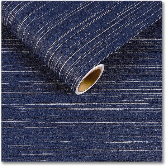 CRE8TIVE Wide Dark Blue Grasscloth Peel and Stick Wallpaper