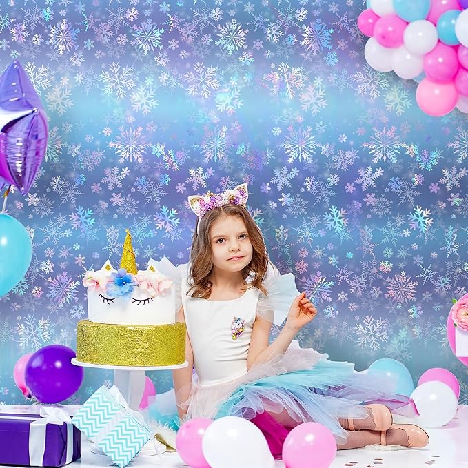 Kochorie 100 Ft x 54 Inch Iridescent Winter Snowflake Tablecloth Roll
