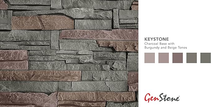GenStone Faux Stacked Stone Panel 41" x 11.25" in Keystone Color