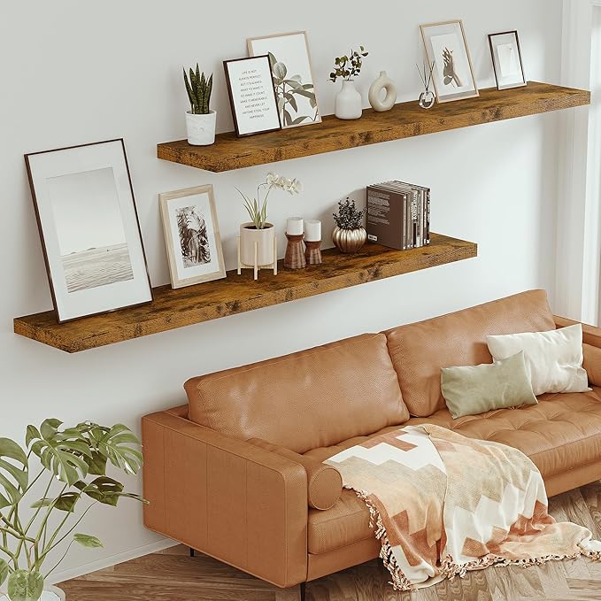 Vivelove 12 Inch Deep Floating Shelves 72 inch Long, 72 x 12 Wide Wall Shelves