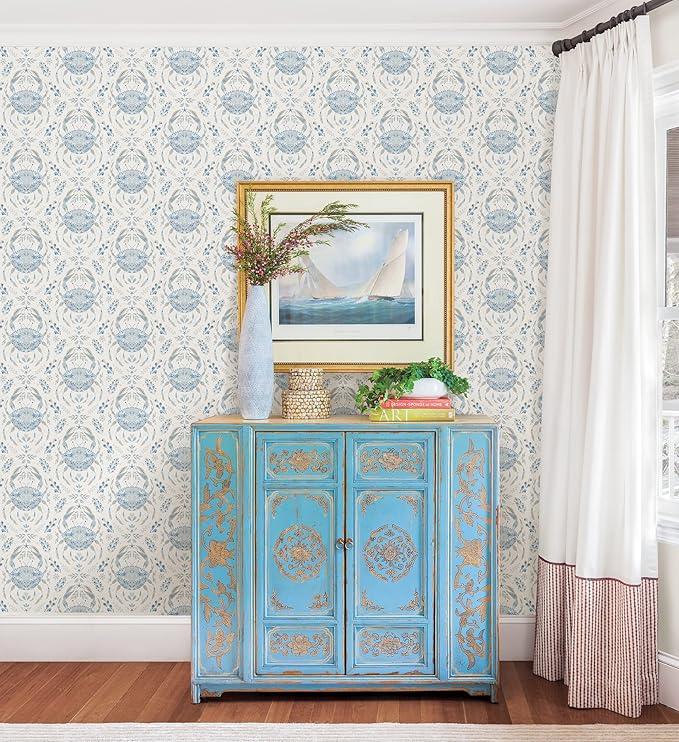 NuWallpaper by WallPops Blue Shellby Peel & Stick Wallpaper