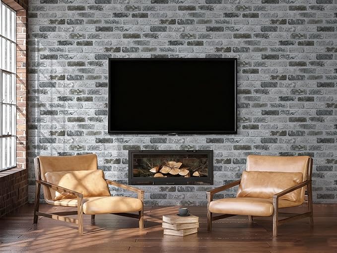 Guvana 17.3"×590" Brick Peel and Stick Wallpaper Grey Brick Contact Paper Self