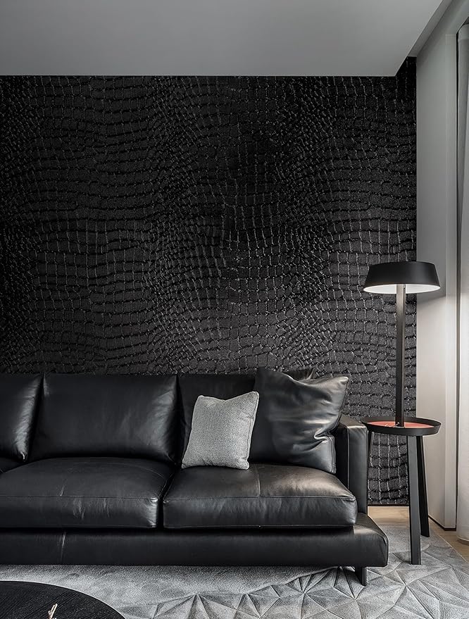 Peel and Stick Wallpaper Black Crocodile Wall Paper Modern Textured