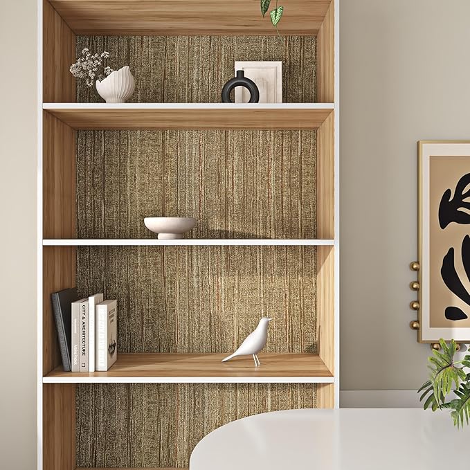 Livelynine 15.8x394 Luxury Gold Textured Wallpaper Peel and Stick Grass Cloth