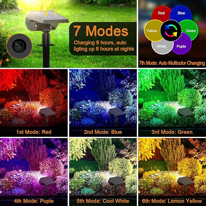 WELALO Solar Color Changing Spot Lights Outdoor, Waterproof Solar Halloween