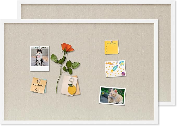 DAHAPYBOO Cork Board with Linen White 2Pack, Bulletin Board 30"x20" Hanging