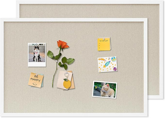 DAHAPYBOO Cork Board with Linen White 2Pack, Bulletin Board 30"x20" Hanging