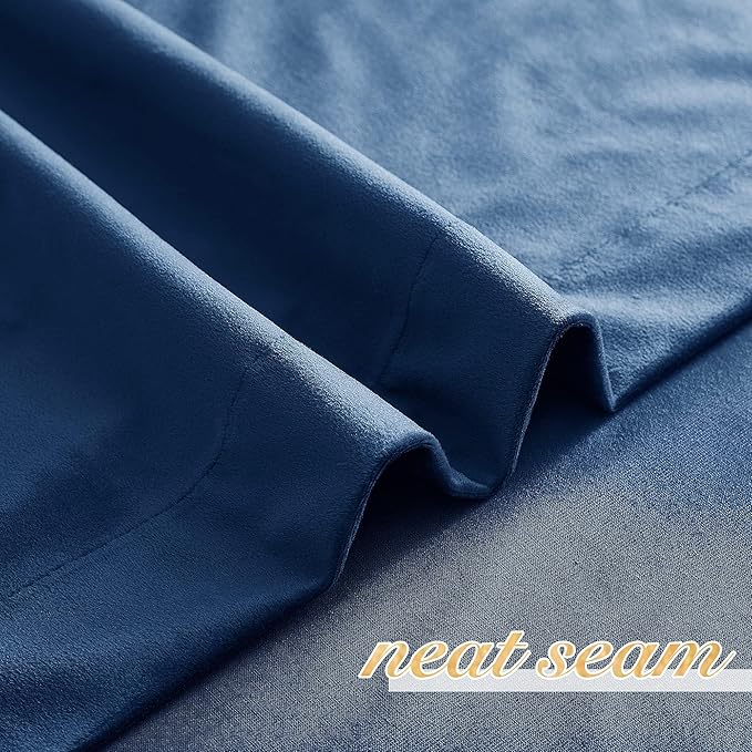 NICETOWN Navy Blue Velvet Curtains 84 inches