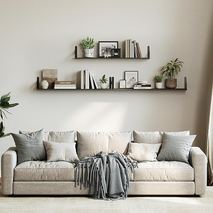 WOPITUES Floating Shelves for Wall 32″W x 8″D, Long Wall Mounted Shelves Set of
