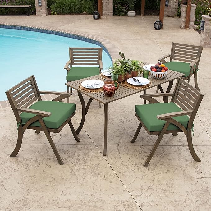 Arden Foam Outdoor Seat Cushions (2-Pack), 19 x 19, Premium High-Density Foam, Never Flattens, Weather-Proof for Outdoor Chairs Bright Moss Green Leala