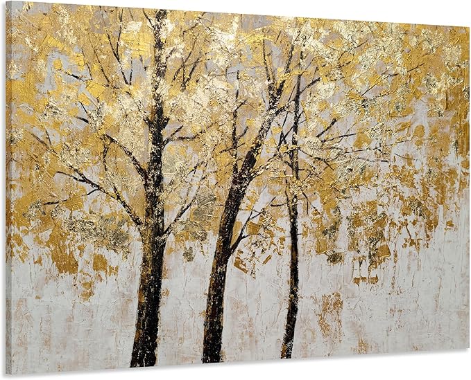 Yihui Arts Tree Painting with Gold Foil