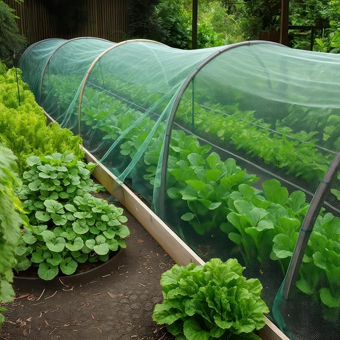 Green DIY Mosquito Net Fabric | 10x50 FT Netting | Insect Cover for Garden, Patio, Outdoor & Windows | Multiple Sizes in Black, White & Green | Raised Bed Screen Mesh Barrier