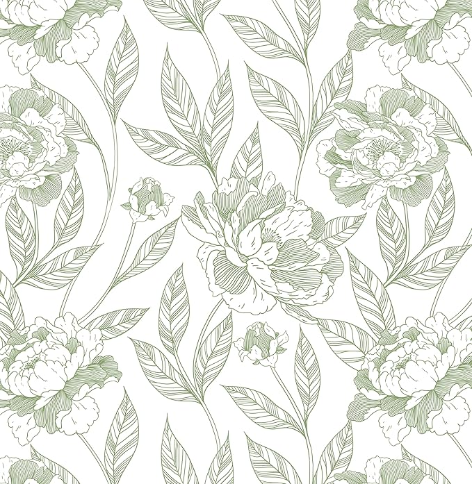 Timeet Peel and Stick Wallpaper Green Floral Wall Paper