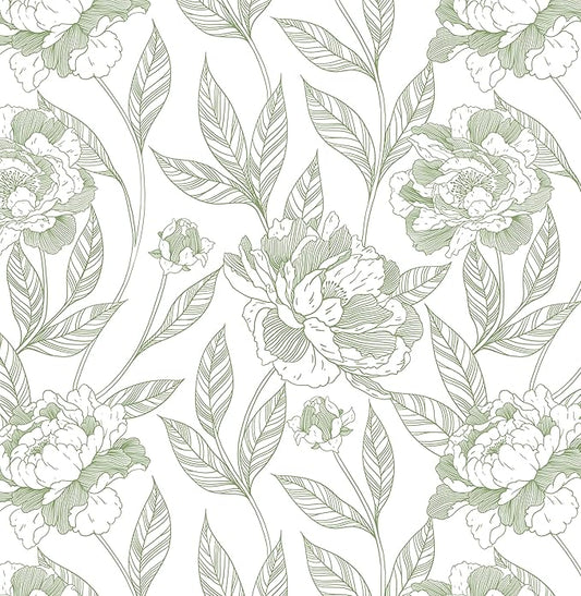 Timeet Peel and Stick Wallpaper Green Floral Wall Paper