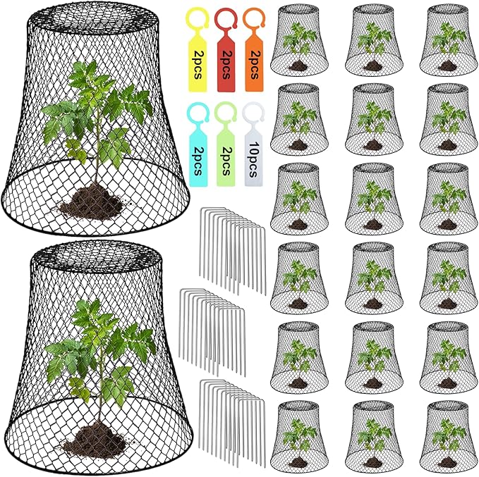 20 Pcs 9"Ã9" (Multiple Sizes/Quantities Available) Chicken Wire Plant Protectors from Animals, Plant Cage Garden Cloche to Protect Plants Vegetables from Rabbits Squirrels Chicken