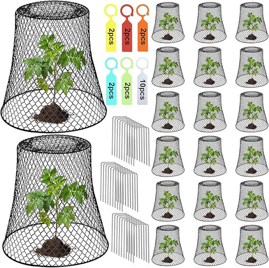 20 Pcs 9"Ã9" (Multiple Sizes/Quantities Available) Chicken Wire Plant Protectors from Animals, Plant Cage Garden Cloche to Protect Plants Vegetables from Rabbits Squirrels Chicken