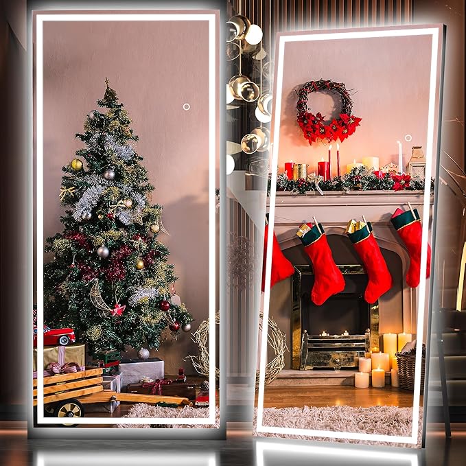 Hasipu Full Length Mirror with Lights, Full Body Dressing Hanging Mounted Mirror