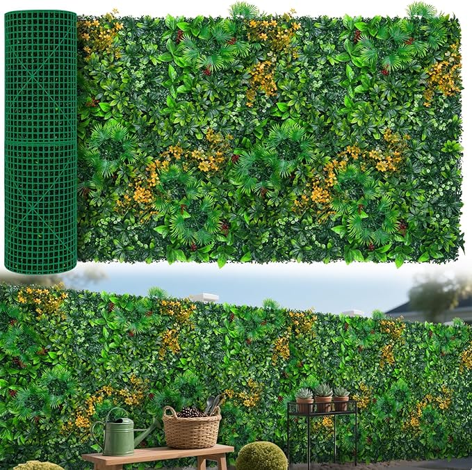 Grass Wall Panels Roll, UV-Anti Faux Greenery Plant Boxwood Panels