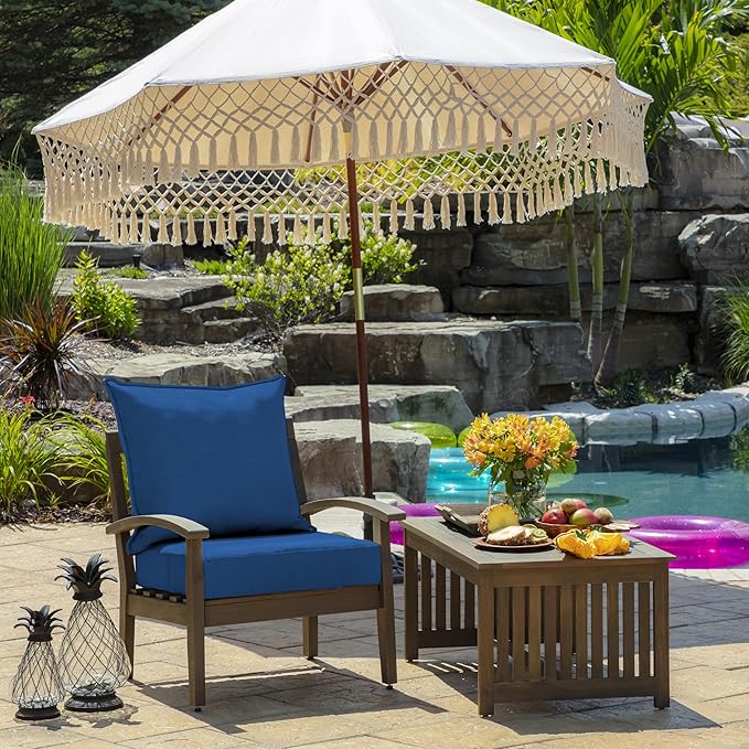 Arden Outdoor Deep Seat Cushion Set (4-Pack), 24 in x 24 in, Weather-Proof, Rain-Proof, Fade Resistant Patio Cushion for Chair, Sofa, and Couch Cobalt Blue Texture