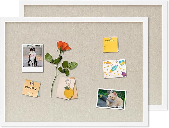 DAHAPYBOO Cork Board with Linen White 2Pack, Bulletin Board 23"x17" Hanging