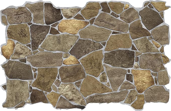 Dundee Deco 3D Wall Panels Faux Stone PVC Brown, 3.2 ft X 2.1 ft, Interior