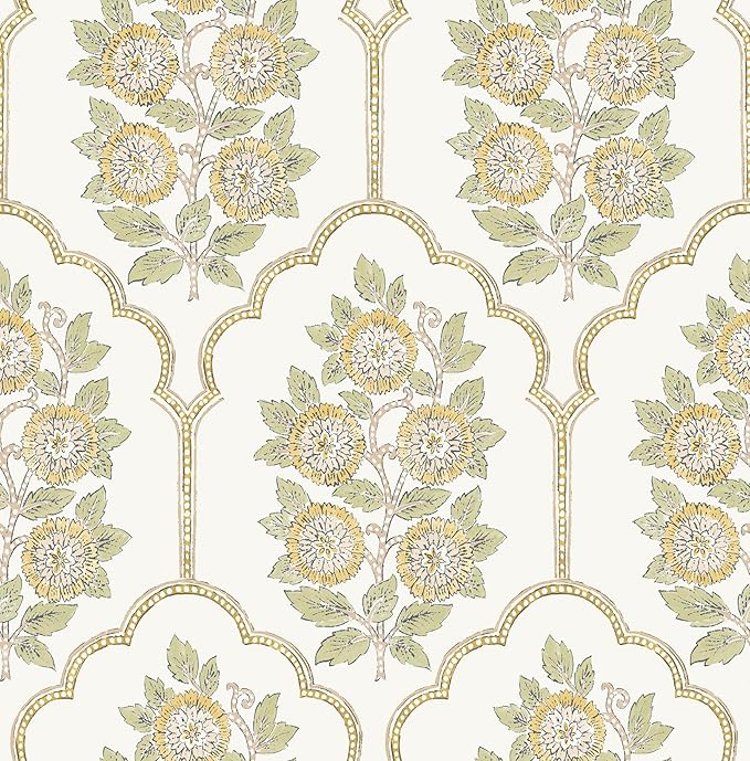 NuWallpaper x Society Social Floral Bazaar Ochre Peel and Stick Wallpaper