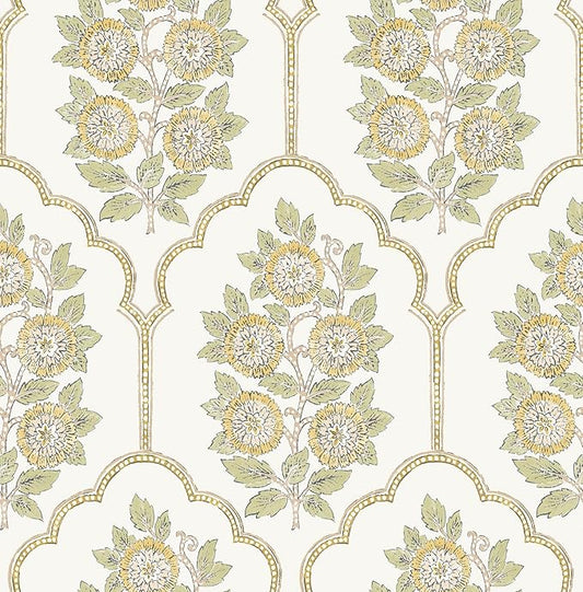 NuWallpaper x Society Social Floral Bazaar Ochre Peel and Stick Wallpaper