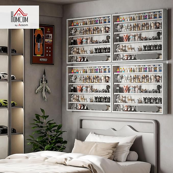 HOMCOM 5-Tier Display Cabinet, Glass Door Cabinet