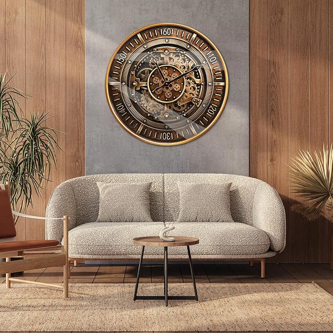 24 Inch Real Moving Gears Wall Clock
