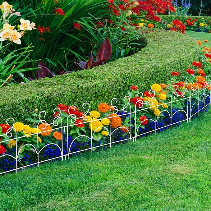 ARIFARO Decorative Garden Fence, 20 Pack, 28 ft Metal Flower Bed Border Fence, Small Garden Fence for Edging Lawn Yard Patio, No Dig Movable Panels（13" H x 17" W）