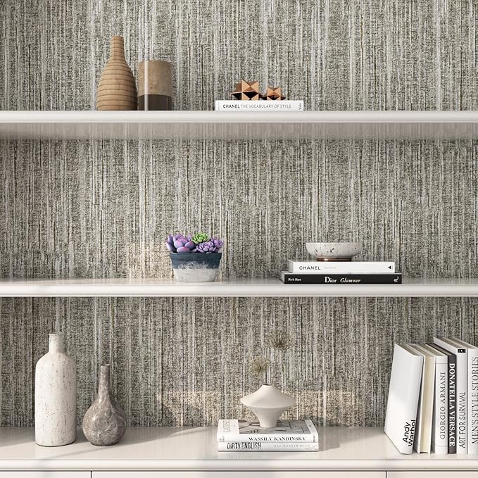 FunStick 16"x240" Vintage Textured Brown Taupe Wallpaper Peel and Stick
