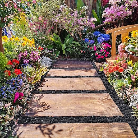 GreatBuddy 15-lb Black River Rocks for Landscaping, 1-2 Inches Black Polished Pebbles, Decorative Rocks for Plants Indoor& Outdoor, Garden Landscaping, Aquariums, Vases, Potted Plants, Home Decor