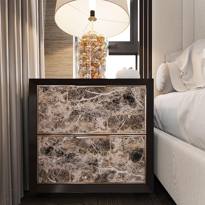 BAYYA Extra Wide Marble Granite Peel and Stick Wallpaper Brown Thicken