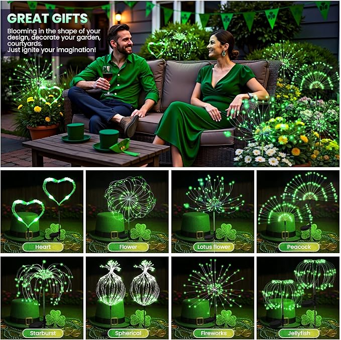 PEVOROS Garden Decor Solar Lights Outdoor,6 Pack 120LED Waterproof Colorful Solar Garden Lights Your Outdoor Decoration,Yard, Patio, Porch,Flower Pot,Pathway, for 4th of July(Green)
