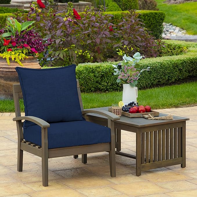 Arden Outdoor Foam Deep Seat Cushion Set (4-Pack), 24x24, Premium High-Density Foam, Never Flattens, Weather-Proof for Patio Chair Sofa Couch, Sapphire Blue Leala