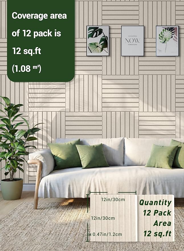 Waister 12 Pack Soundproof Wall Panels, 0.47 inch Thicker High Density Acoustic