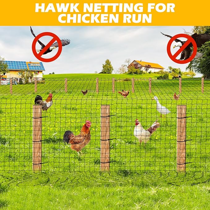 BSTPCOO Bird Netting 50'x50' with 1" Square Mesh Bird Net Garden Nettings for Chicken Coop Roof, Poultry Netting Heavy Duty Nylon Net Aviary Nettings Deer Fence Hawk nets for Chicken Run