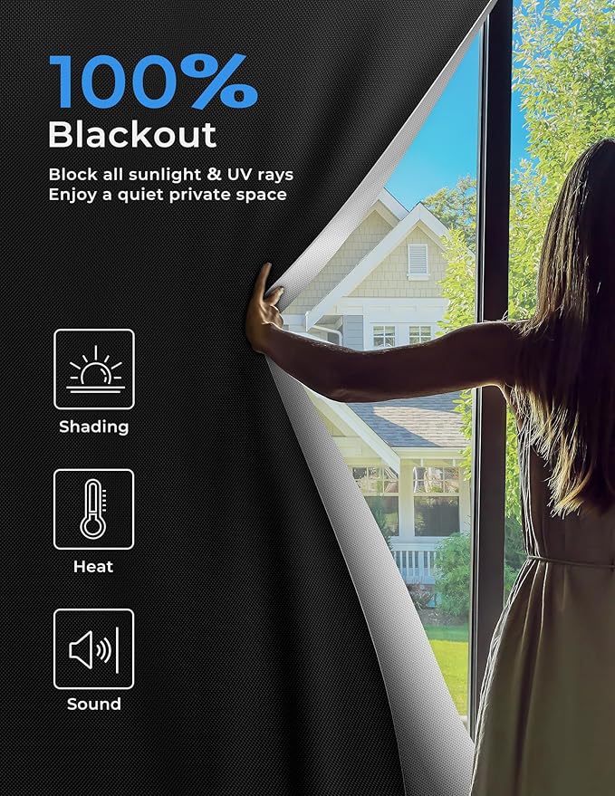Sumobaby Blackout Curtains for Bedroom Portable 35"x72", No Drill Blackout